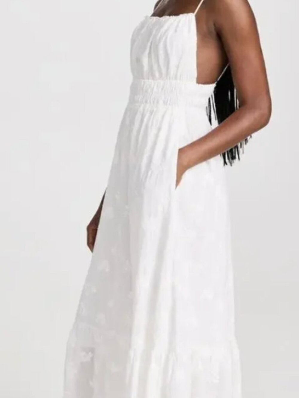 TROVATA Birds of Paradis M Medium White Embroidered Tiered Maxi Dress Mirabella - Picture 3 of 4